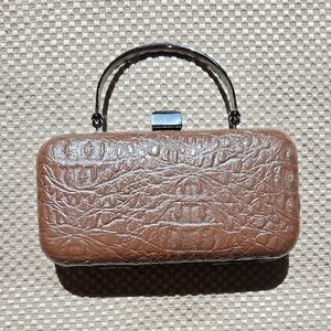 Expressions NYC Small Handbag Clutch Faux Alligator Chrome Mini Bag